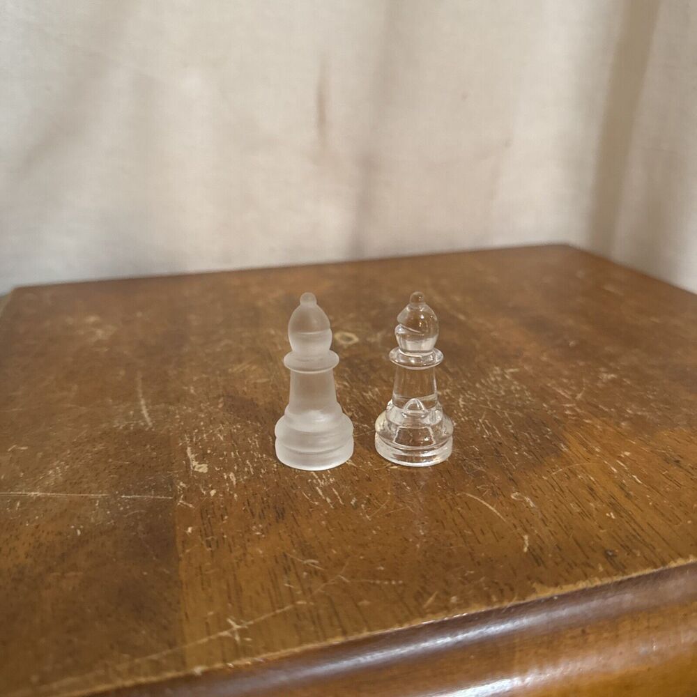 One Clear‎ & One Frosted Bishop Replacement Pieces Cardinal Glass Chess 1-7/8"